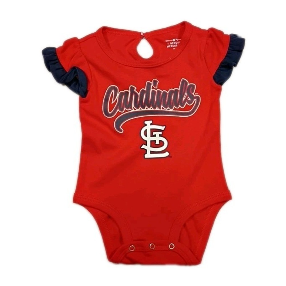 St. Louis Cardinals one piece‎ bodysuit Baby Girls 0-3 Mos Red MLB Genuine Gen2
